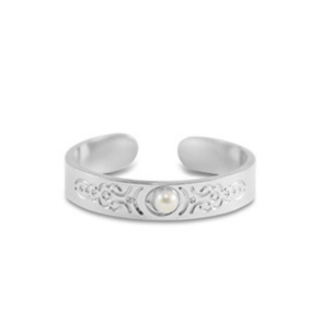 Rustfrit st�l ring med perle 