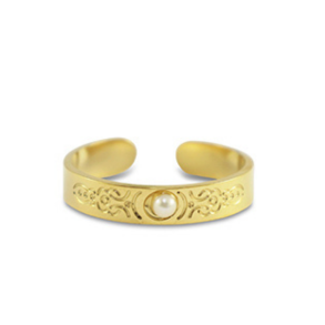 Rustfrit st�l ring med perle 
