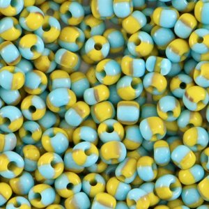 Rocailles perler.Stripes White-Green. 3mm