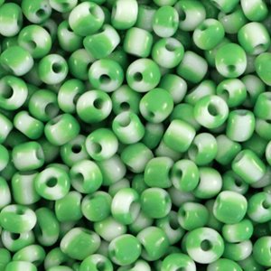 Rocailles perler.Stripes White-Green. 3mm