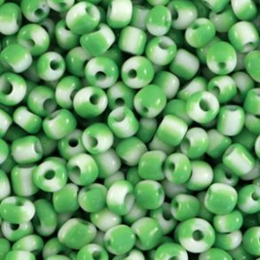 Rocailles perler.Stripes White-Green. 3mm