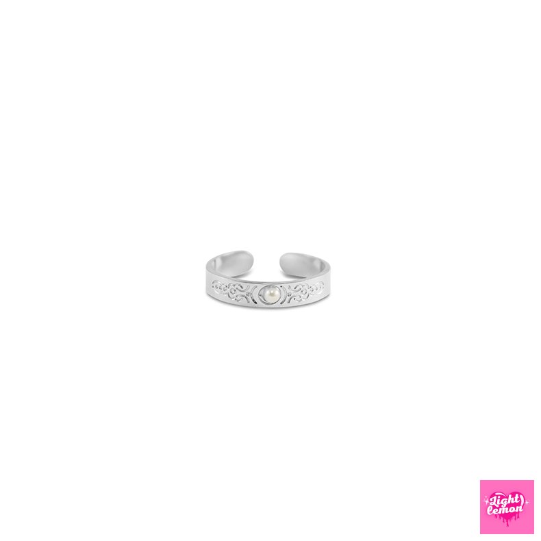 Rustfrit stl ring med perle 