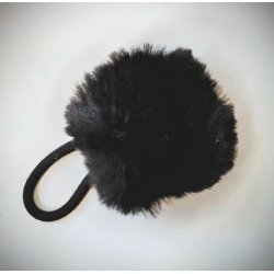 H�relastik med pom pom. Sort