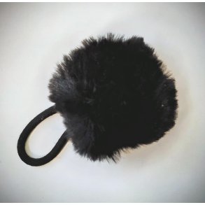 H�relastik med pom pom. Sort