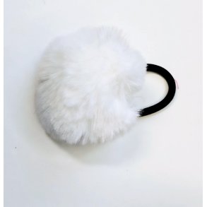 Hrelastik med pom pom. Hvid