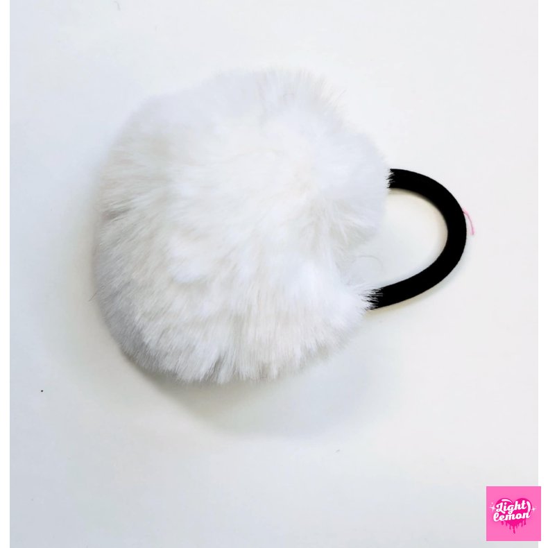 Hrelastik med pom pom. Hvid