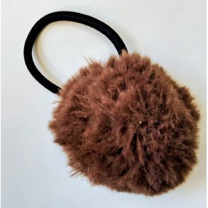 Hrelastik med pom pom. Brun