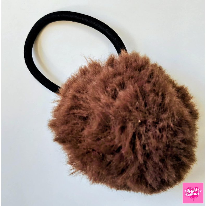 Hrelastik med pom pom. Brun
