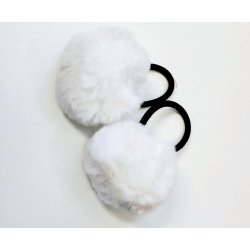 H�relastik med pom pom. Hvid