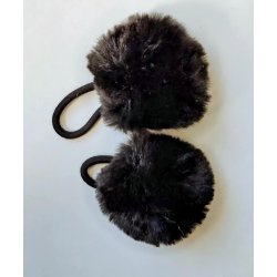 H�relastik med pom pom. Sort