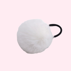 H�relastik med pom pom. Hvid