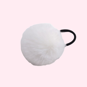 H�relastik med pom pom. Hvid