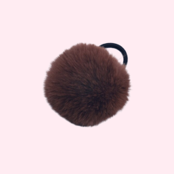 H�relastik med pom pom. Brun