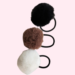 H�relastik med pom pom. Brun