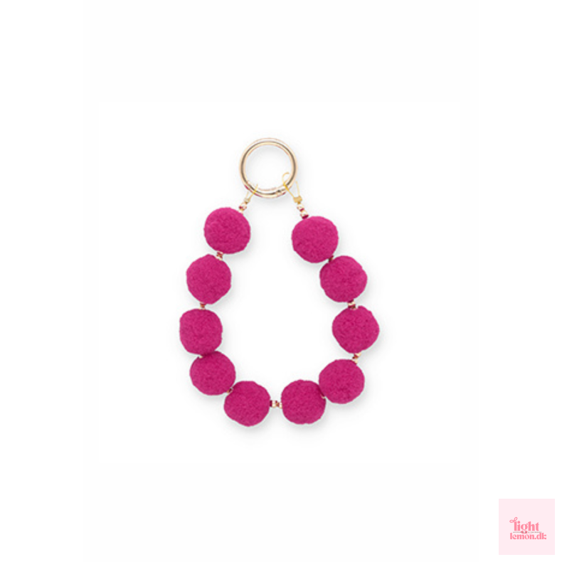N�glering med pom pom. Magenta